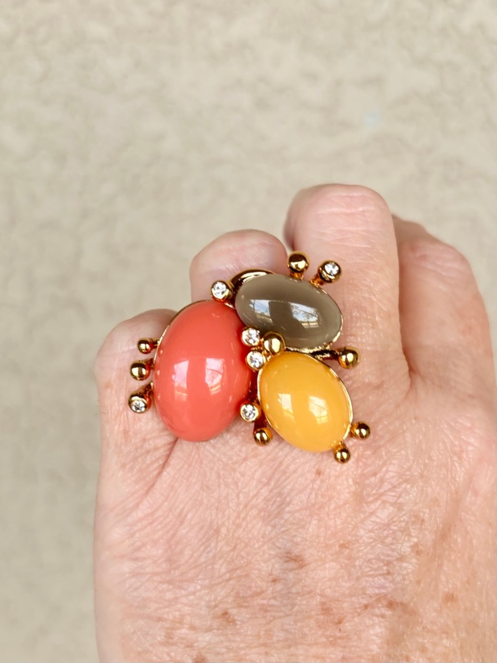 Camille Lucie Multicolor Orb & Gold Statement Ring